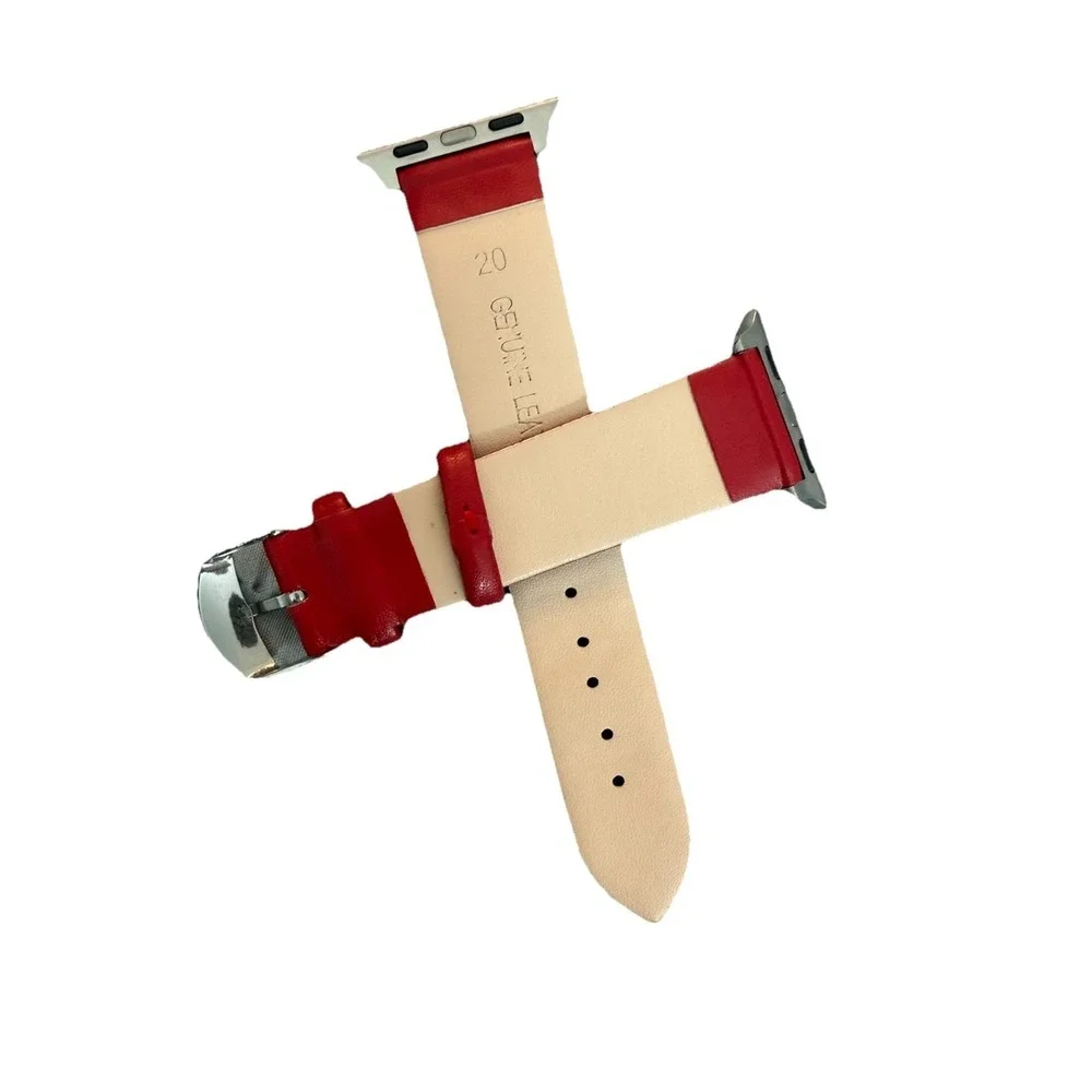 Unisex's Genuine Leather Smartwatch Watch Band Red Size 38-40 MM New